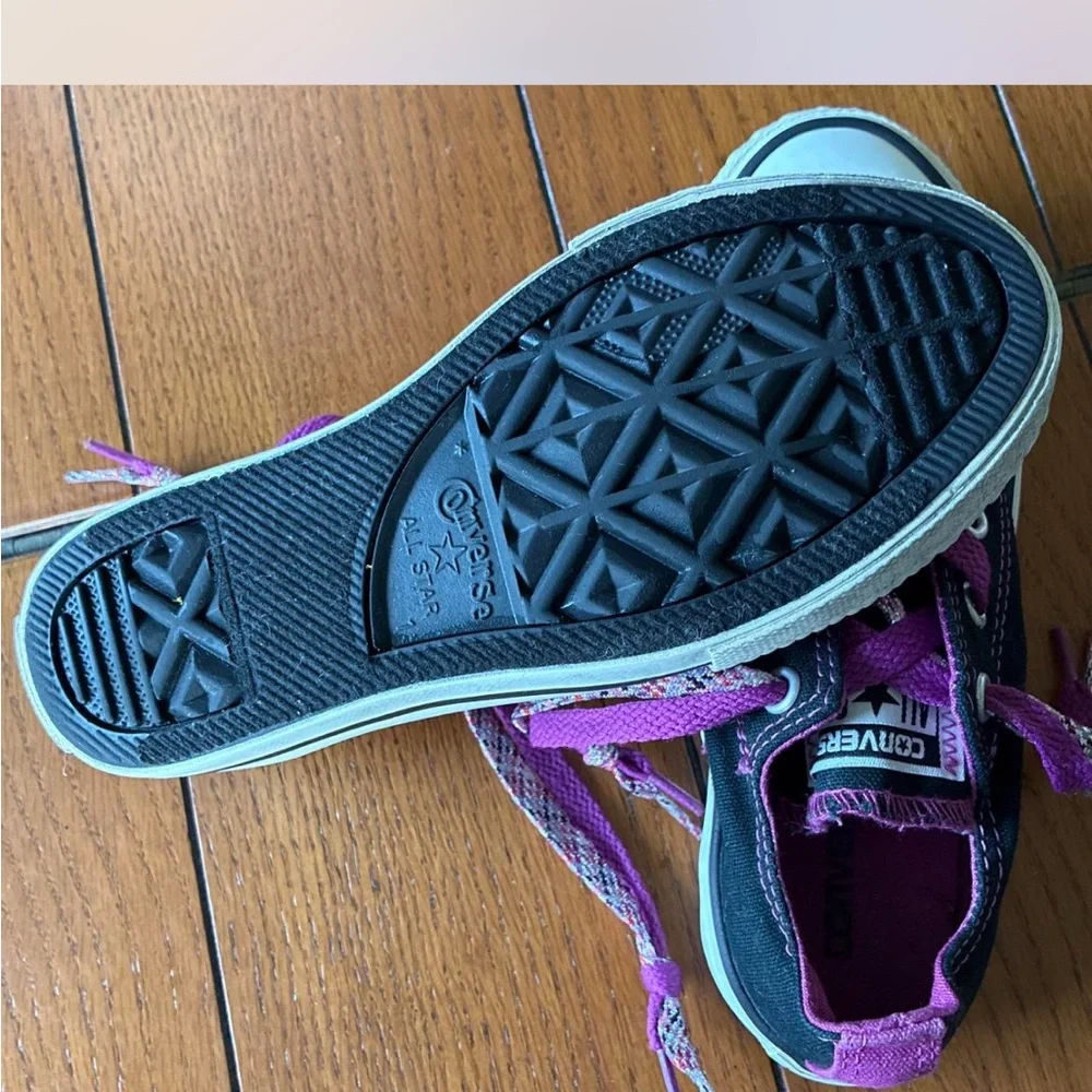 Converse Kids Black Sneakers with Purple Accents